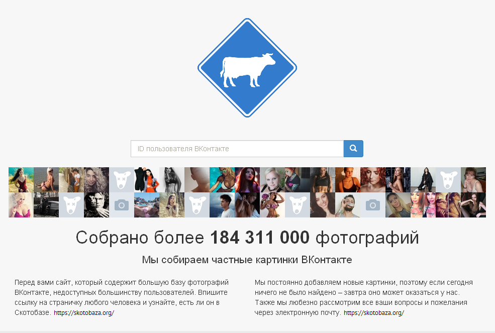 Скотобаза+ (skotobaza.org) - Поиск частных фотографий ВКонтакте